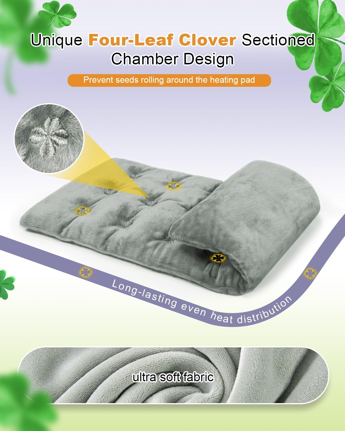 COMOIL Microwave Heating Pad 6 * 16'' Hot Pad for Neck, Shoulder, Period Cramps& Back Portable Warm Compress Weighted Moist Heating Pad, Unscented Grey