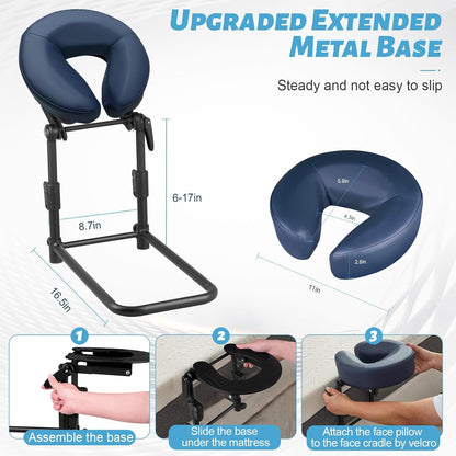 Massage Headrest for Bed, Head Holder & Face Cradle with Face Down Pillow