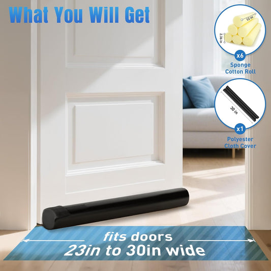 BlissTrends 36 in Under Door Draft Stopper, Covers Gaps up to 2.36 in,Black | Adjustable Door Sweep Gap Filler Seal Fits Most Doors, Easy Install, Blocks Drafts, Light, Dust, Insects and Reduces Noise