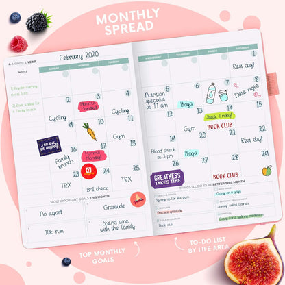 Clever Fox Wellness Planner & Food Journal for Weight Loss, A5 Orange | 5.8"x8.3" nutrition & exercise tracker for women tracking meals, diet & symptom diary, calorie counter notebook, stickers