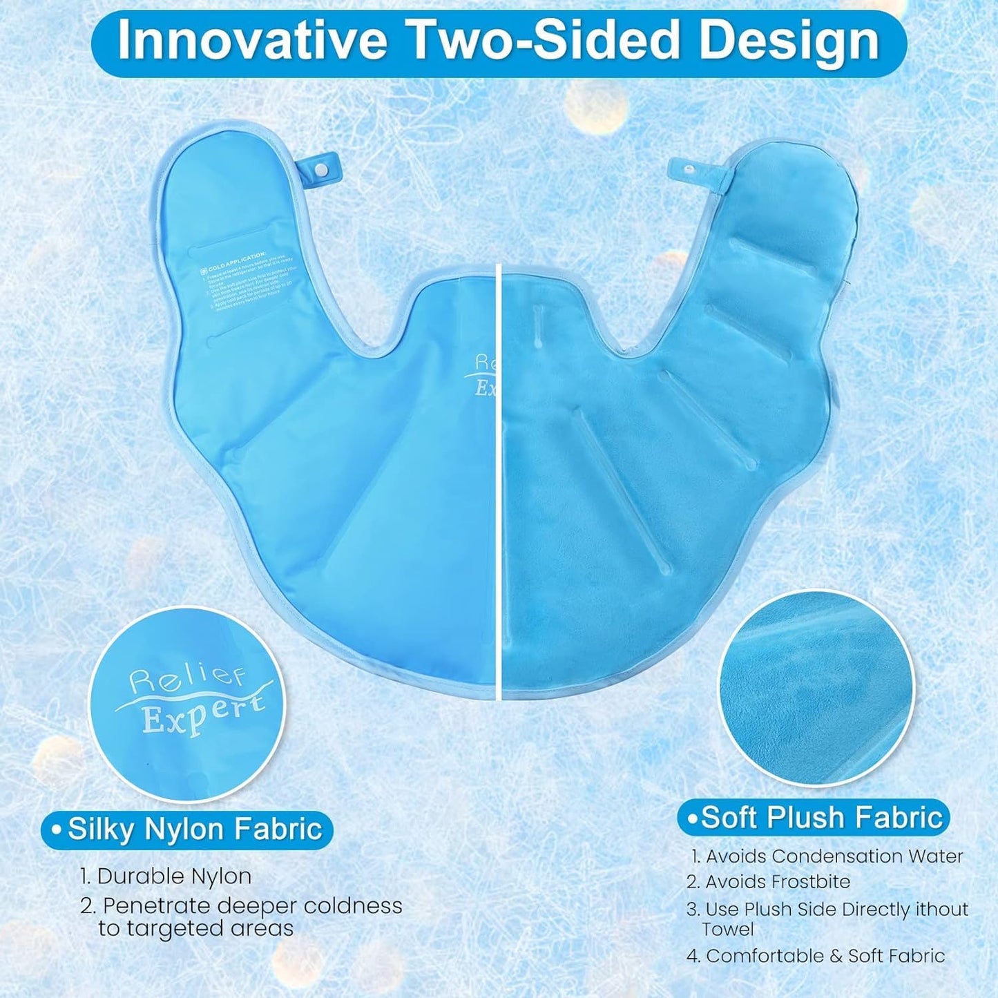 Reusable Ice Pack for Neck and Shoulders Upper Back Discomfort, Large Neck Ice Pack Wrap with Soft Plush Lining, Reusable Gel Cold Compress for Post-Workout Recovery, Hands-Free Design, Blue