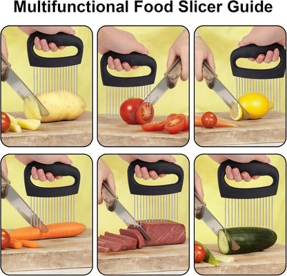2pcs Onion Holder for Slicing, Extra-Large Onion Slicer Tool Kit with 16 Long Needles & 10 Long Needles Vegetable Chopper Cutter Kitchen Appliance Gadget Utensils for Tomatoes Potatoes Meat Tenderizer