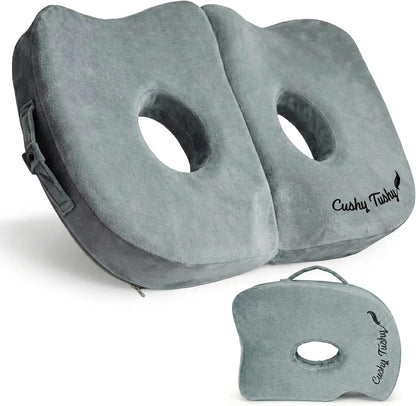 Cushy Tushy Premium Foldable Travel Seat Cushion - for Relief of Lower Back, Sciatic, Butt and Tailbone Pain - for Home & Office Use, Perfect for Travel or Driving - Coccyx Seat Cushion