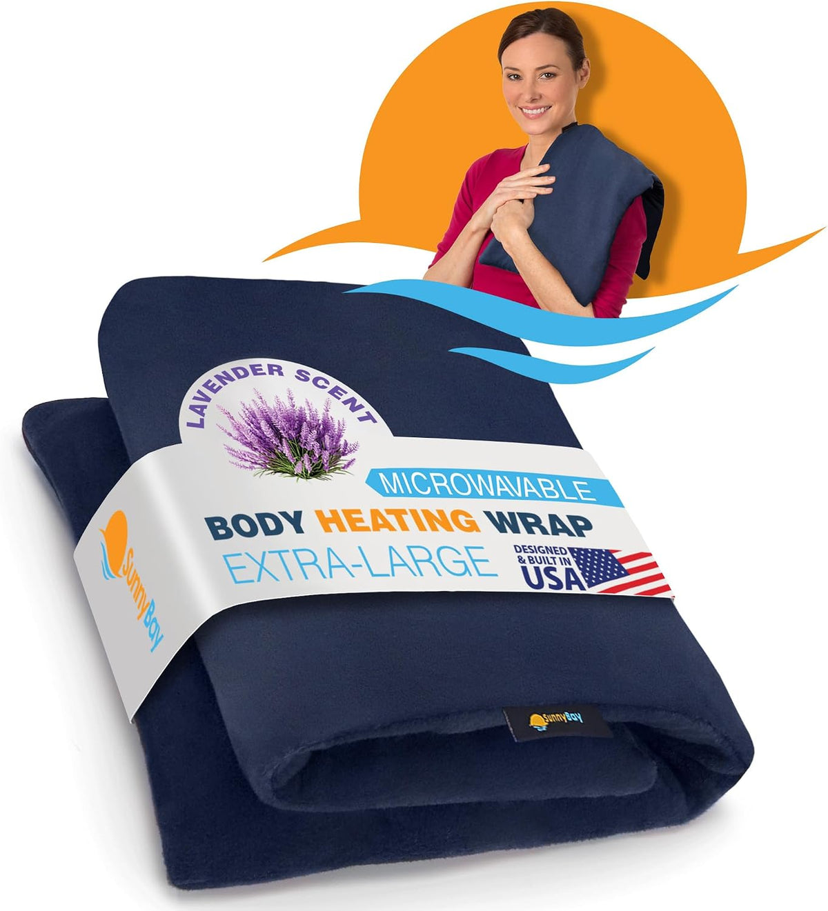 SunnyBay Extra Large Heating Pad, 10x24 inch, 2.8 lb, Navy Blue