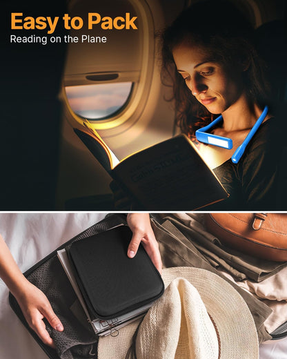 Neck Reading Light Book Lovers Gifts, Rechargeable 80Hrs Eye-friendly 3 Colors & Stepless Dimming Book Light for Reading, Christmas Stocking Stuffers for Men Women Camping Knitting Crochet Accessories