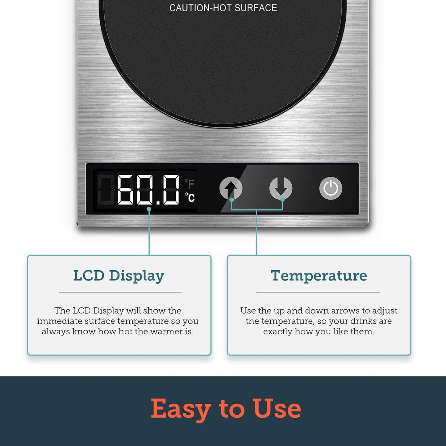 Cosori Coffee Mug Warmer for Desk, Office, 1°F Precise Temperature Control | Digital Cup Heater, Touch Tech & LCD Digital Display (77-194℉), 304 Stainless Steel