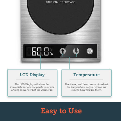 Cosori Coffee Mug Warmer for Desk, Office, 1°F Precise Temperature Control | Digital Cup Heater, Touch Tech & LCD Digital Display (77-194℉), 304 Stainless Steel