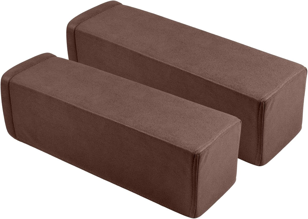 2 Pack Couch Arm Rest Pillow, 6''x6''x20'' Faux Leather Waterproof Cover, High Density Foam Armrest Cushion, Removable & Washable Elbow Support for Sofa, Bed, and Armchair (Medium Grey)