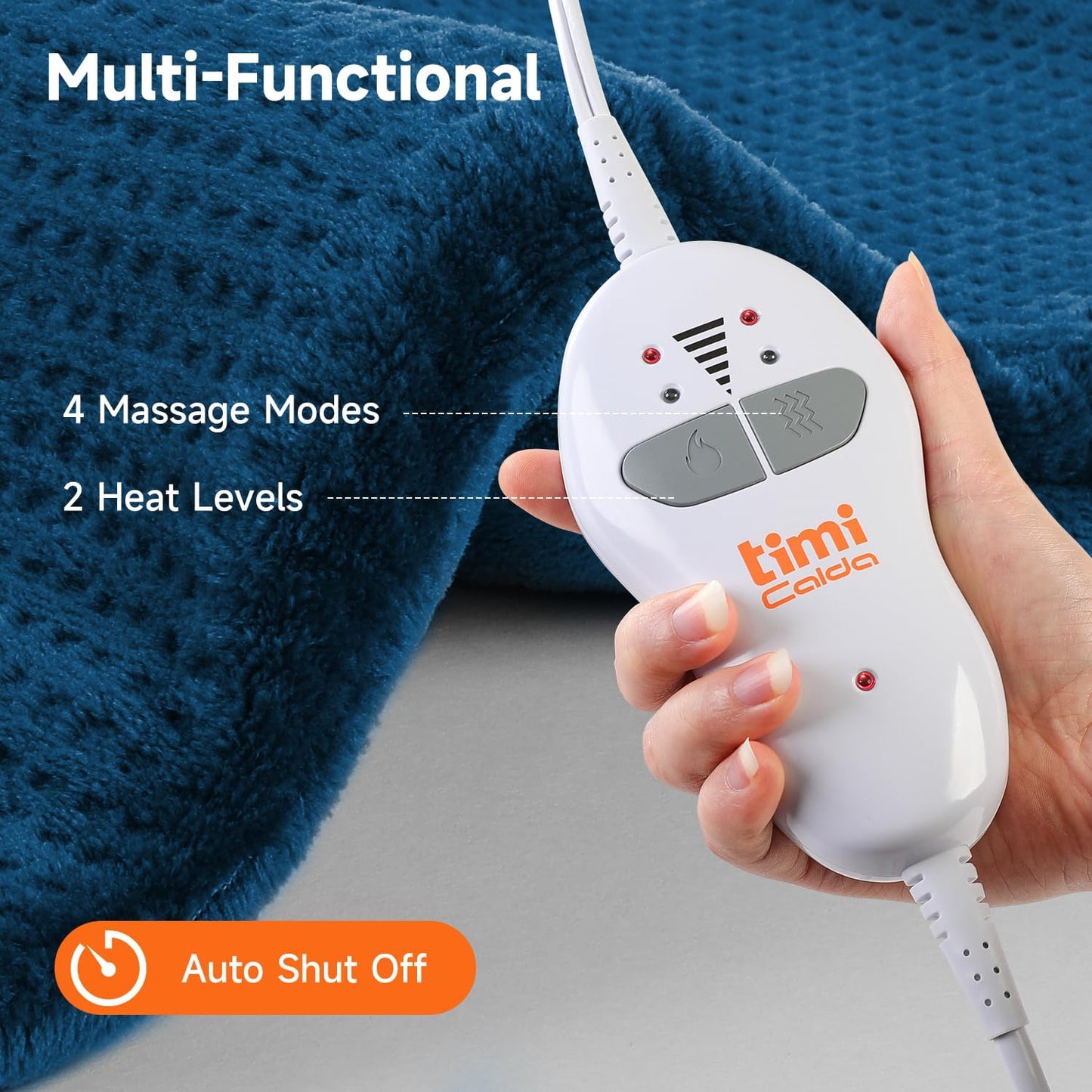 Heating pad for Neck - Wearable Electric Heating Pads for Back, Shoulder and Waist, Large Heat Pad with 4 Massage Modes & 2 Heat Levels, 24"x35", 4 Motor, Gray