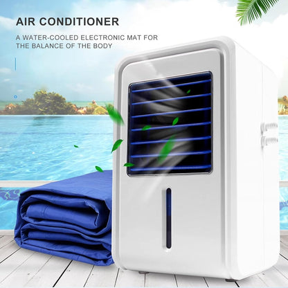 Portable Bed Cooling System Fan - 4 Wind Speed & Maximum Fan Speed 2500 rpm - Electric Water-Cooled Mattress, for/Bedroom/Desk/Room/Tabletop (Black, Double)
