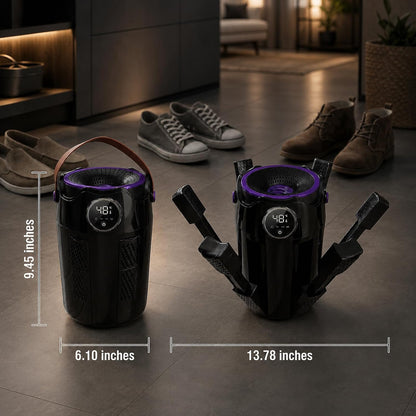 Boot Dryer, Shoe Dryer, 6-Arm Telescopic Foldable Electric Heating Machine | 3/6/9H timer, PTC constant-temp heat helps protect shoe materials, portable use, for gloves, work boots, sneakers, ski boots