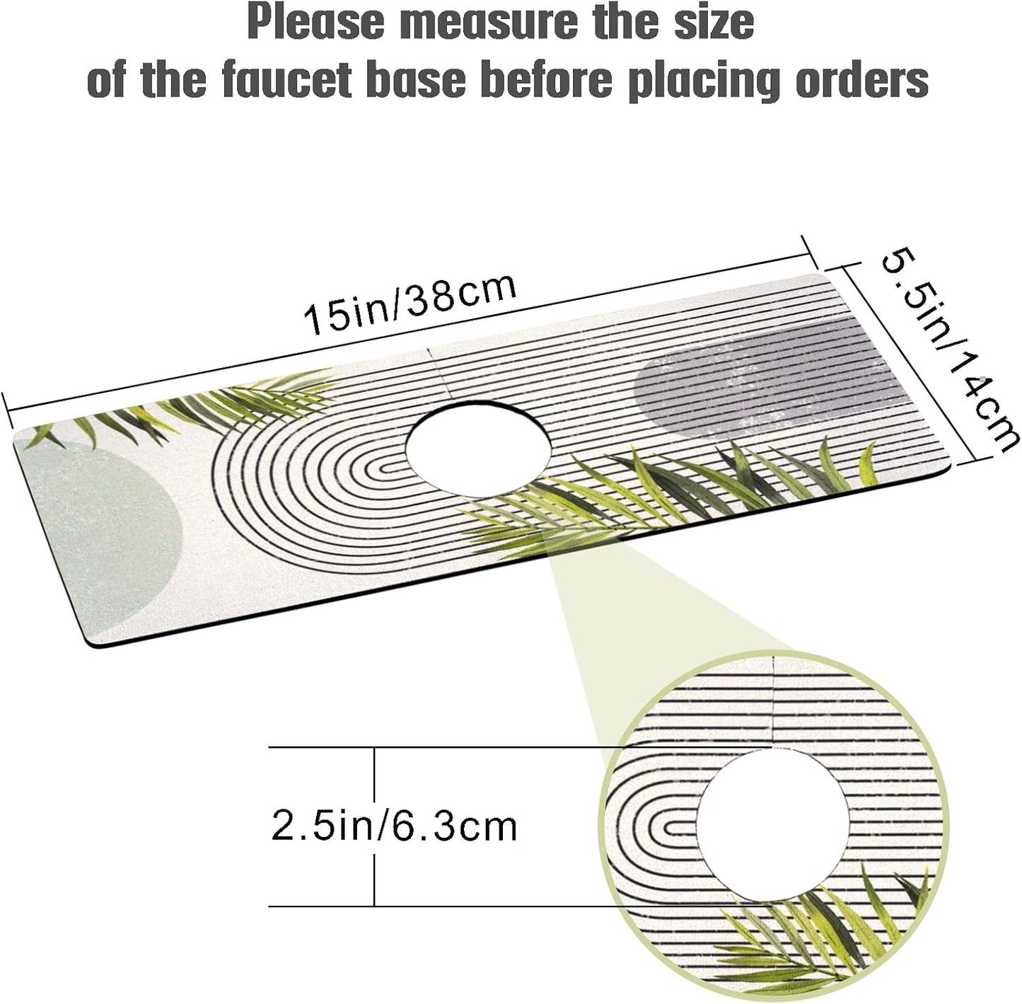Sink Faucet Absorbing Mat, 2 Pack Drying Mat Around Faucet Sink Splash Guard Behind Faucet Sinkmat For Kitchen Bathroom Island Rv 24 * 5.5 Inch (60 * 14 cm)