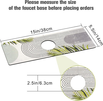 Sink Faucet Absorbing Mat, 2 Pack Drying Mat Around Faucet Sink Splash Guard Behind Faucet Sinkmat For Kitchen Bathroom Island Rv 24 * 5.5 Inch (60 * 14 cm)