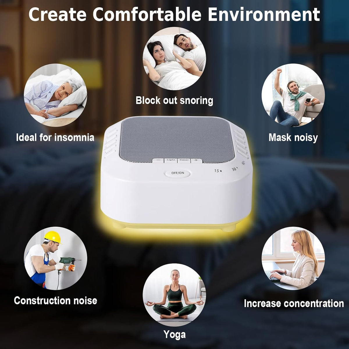 Noise Sound Machine with 28 Soothing Sounds Night Light White Noise Machine for Adults Baby Kids Sleep Machines Multi Button Quick Control Levels 3 Timers for Home Office Travel