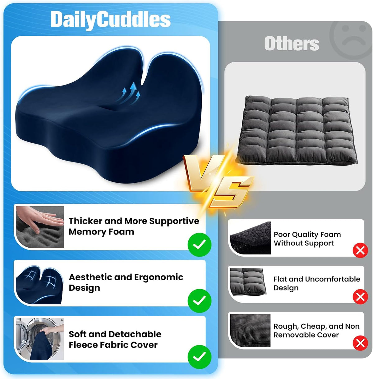 Seat Cushion, Chair Cushions, Memory Foam Office Chair Cushion