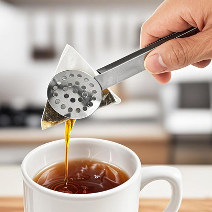8 Piece 6 Inches Teabag Squeezer, Stainless Steel Tea Bag Tongs, Round Tea Filters Coffee Bag Squeezer Strainer Holder Serving Tongs Tool for Tea Bags, Gadget, Ice Cube, Silver