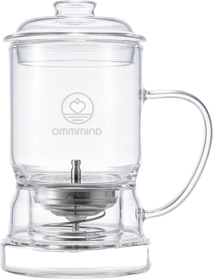Glass Tea Infuser, Easy Drain for Loose Leaf, 15.2 oz, Black | Fits rims under 3.15 in; set on mug to drain, lift to stop, helps limit bitterness. Dishwasher safe; tea bags, herbs, coffee