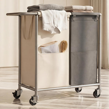 Heybly 3-Section Laundry Sorter Hamper,Rolling Laundry Hamper with Removable Bags – Heavy-Duty Laundry Sorter Cart with Wheels for Dirty Clothes, 40.2 x 15.4 x 33.1 Inches HLH024P03