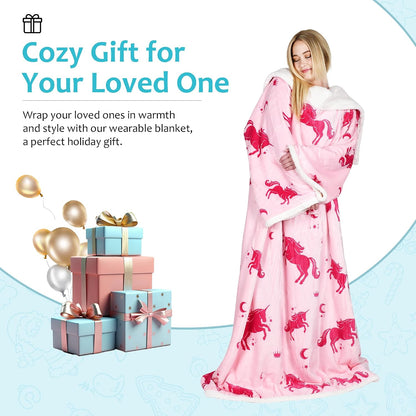 Catalonia Sherpa Wearable Blanket with Sleeves and Pocket for Adults