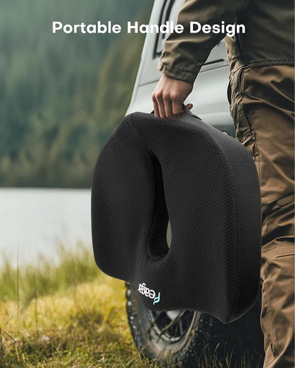 Feagar Ergonomic Seat Cushion - Hollow Memory Foam Tailbone Cushion | for Office Chair, Car Seat and Wheelchair - Wedge Chair Pad for Tailbone Pain Relief Hip & Lower Back Comfort, Black