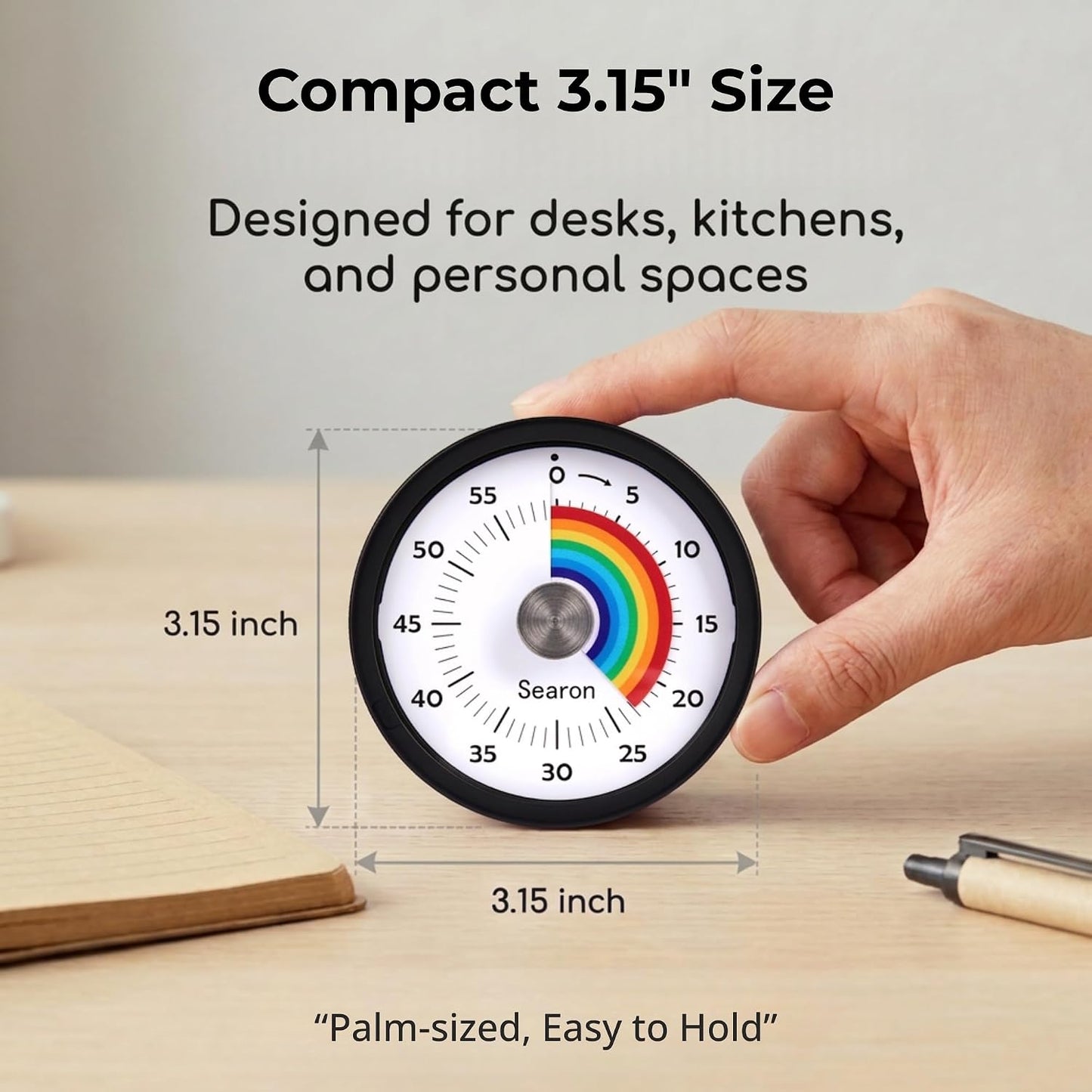 Searon Magnetic Visual Classroom Timer for Teachers, 60-Minute Countdown | No-Tick with Sound or Silent LED Alert, Pause, Magnet/Stand/Hang for Reading, Small Groups & Classroom Routines