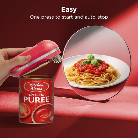 Kitchen Mama Mini Plus Rechargeable Electric Can Opener, Red
