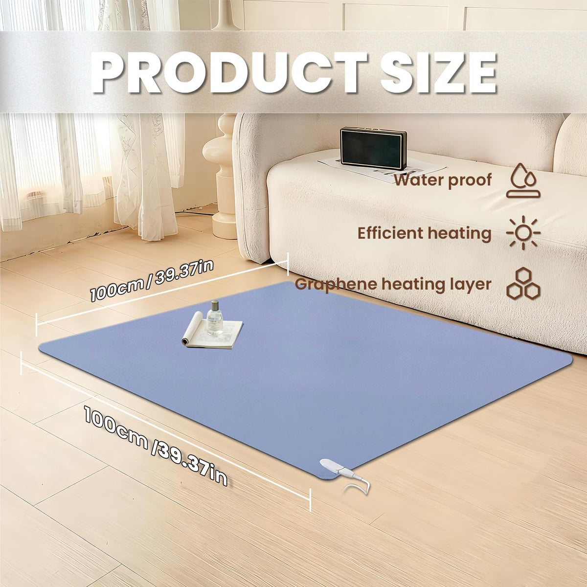Heated Floor Mats Under Desk, 55" x 79" Heated Foot Warmer