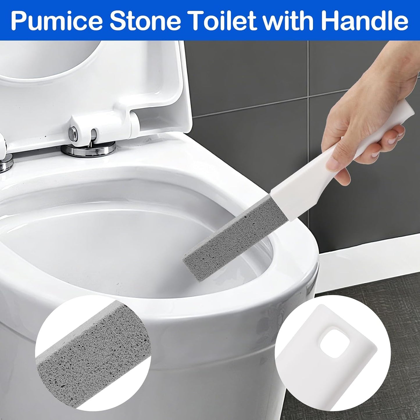 Pumice Stone Toilet Bowl Cleaner with Handle for Hard Water & Rust | Toilet Pumice Stone for Hard Water Ring, Rust Stains, Toilet Bowls and Sinks