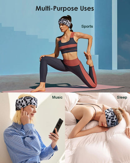 LC-dolida Sleep Headphones Bluetooth 5.4, Headband Headphones Earphones Wireless, Sleep Mask for Gifts,Workout,Jogging,Yoga(Purple)