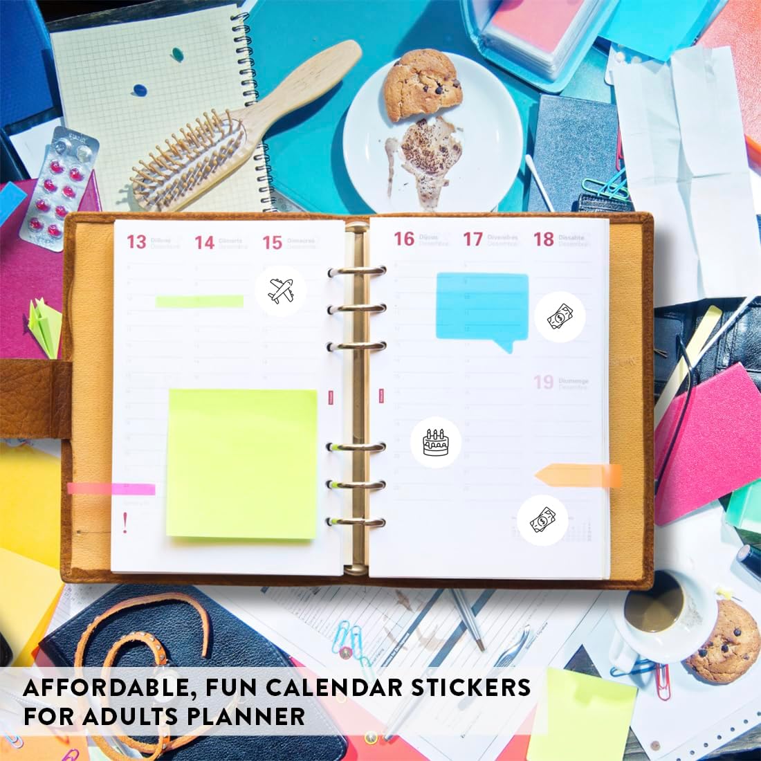 Andaz Press Colorful 7 Days of Week Stickers, Day Week Calendar Stickers for Adults Planner Day Dots Food Labels for Food Containers Date Calendar Planner Stickers Week Day Sticker Labels, 480-Pack