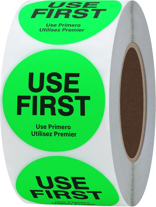 500 Pcs 1.5" Use First Stickers Small Stickers Circle Label Dot Labels Fluorescent Paper, Fluorescent Green