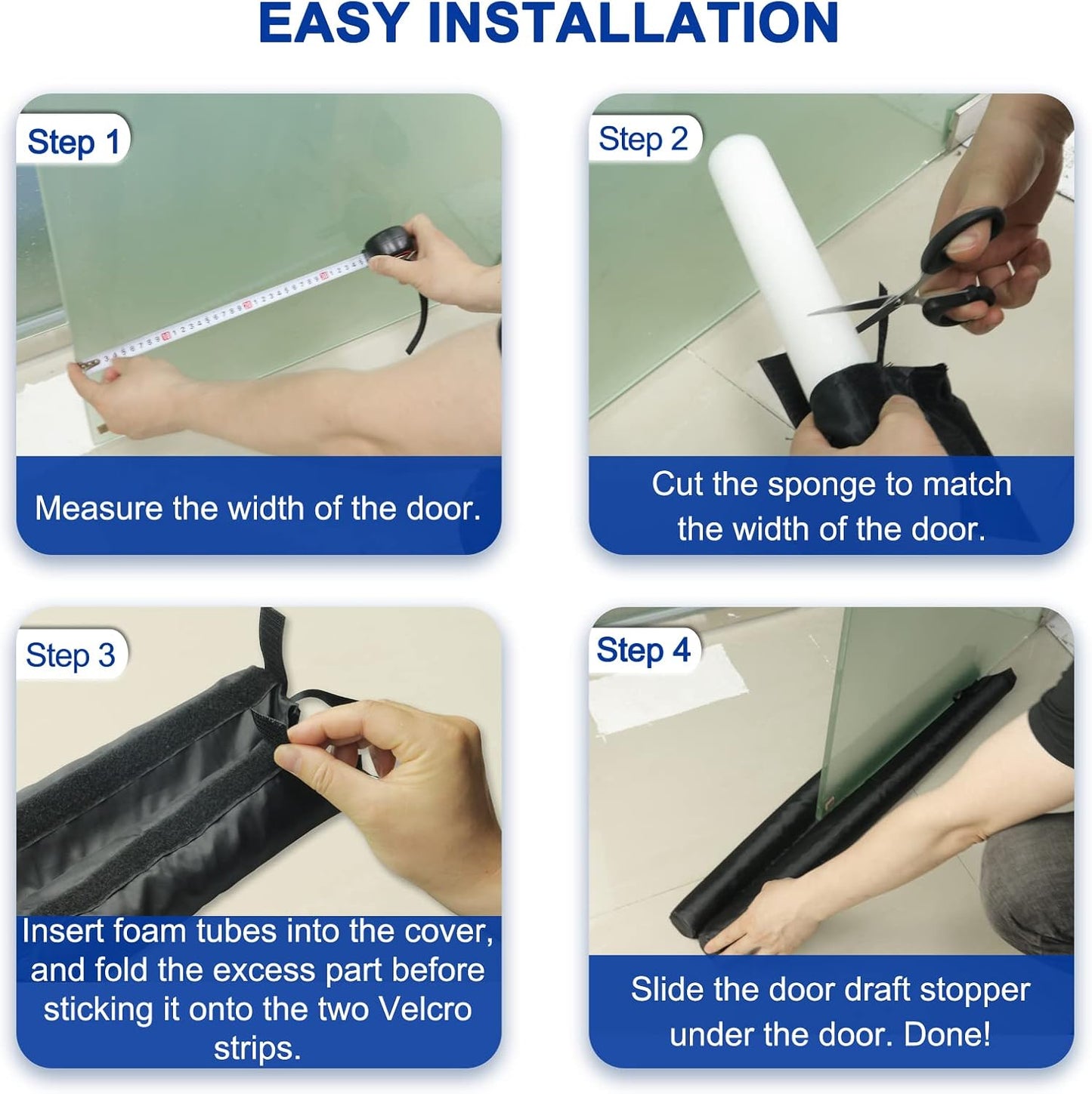 Adjustable Under Door Draft Stopper - Effectively Blocks Cold Air, Wind, Dust, and Reduces Noise - 30" Length | 30-inch adjustable under door draft stopper blocks cold air, dust, light and noise while helping improve indoor comfort