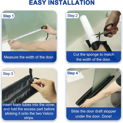 Adjustable Under Door Draft Stopper - Effectively Blocks Cold Air, Wind, Dust, and Reduces Noise - 30" Length | 30-inch adjustable under door draft stopper blocks cold air, dust, light and noise while helping improve indoor comfort