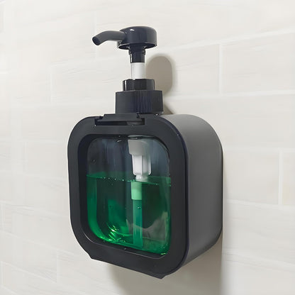 Hand Soap Dispenser Bathroom, Shower Soap Dispenser Wall Mounted, Dish Dispenser for Kitchen, Shampoo and Conditioner Dispenser with Pump and Labels (Black)
