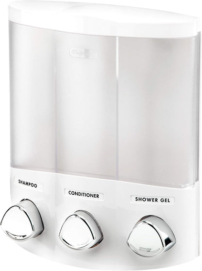 Better Living Products, White 76354 Euro Series TRIO 3-Chamber Soap and Shower Dispenser