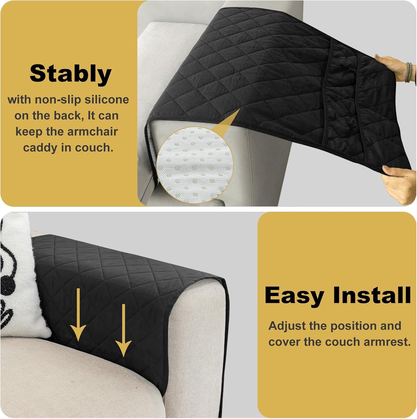 Remote Control Holder for Recliner, Armchair Caddy, Non Slip Sofa Armrest Organizer for Recliner Couch With 6 Pockets for TV Remote,Cell Phone,Magazine (Off-White)