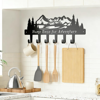 Dog Leash Holder for Wall, Extra Wide 6 Hook Key Rack with Pet Paw Print & Heart, Matte Black Rust-Proof Pet Organizer for Thick Leashes & Keys, Perfect for Mudroom & Entryway, Dog & Cat