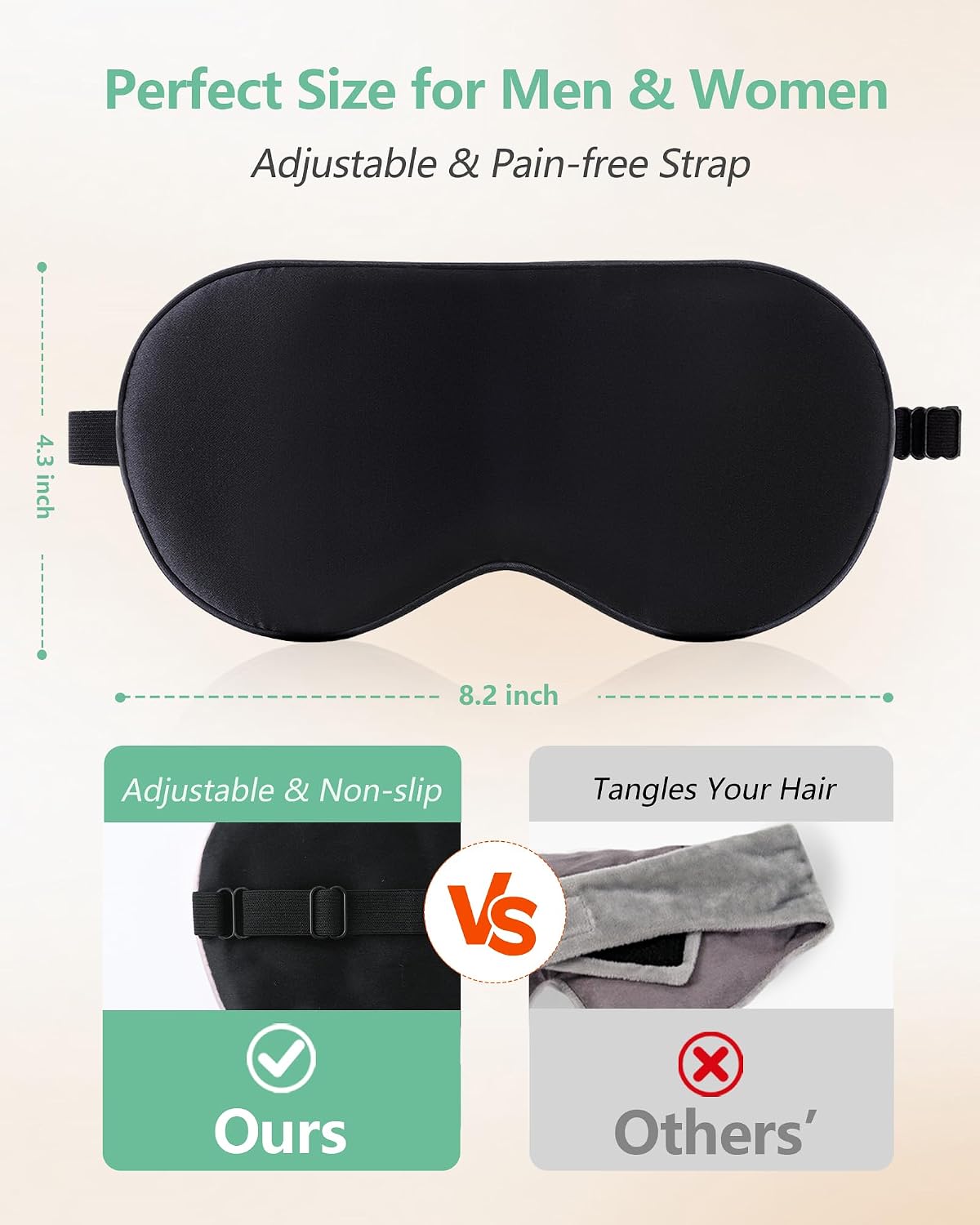 BeeVines 100% Mulberry Silk Sleep Mask, Light Blocking Eye Masks (2 Packs)