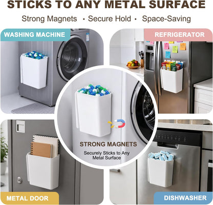5 Pack Magnetic Lint Bin for Laundry Room, Large Plastic Lint Trash Can with Lid for Dryer, Wall Mount Dryer Lint Holder Box, Laundry Room Organization Accessories for Lint, Dryer Sheets & Essentials