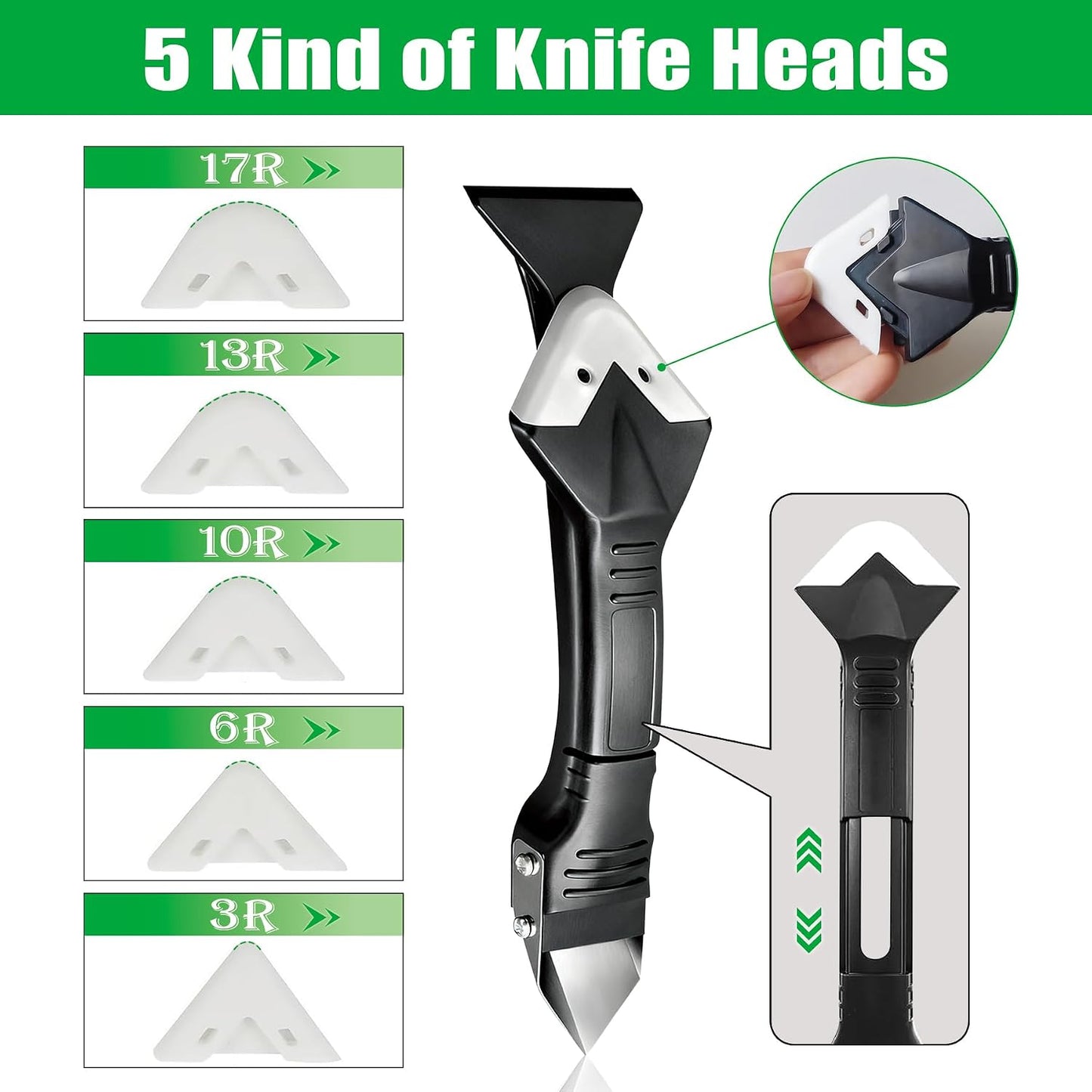 3 in 1 Caulking Tool, Silicone Sealant Finishing Tool, Caulk Remover Kit | Multi-functional set with grout scraper, silicone pads and caulk finishing tools for bathroom, kitchen, tub and tile sealing.