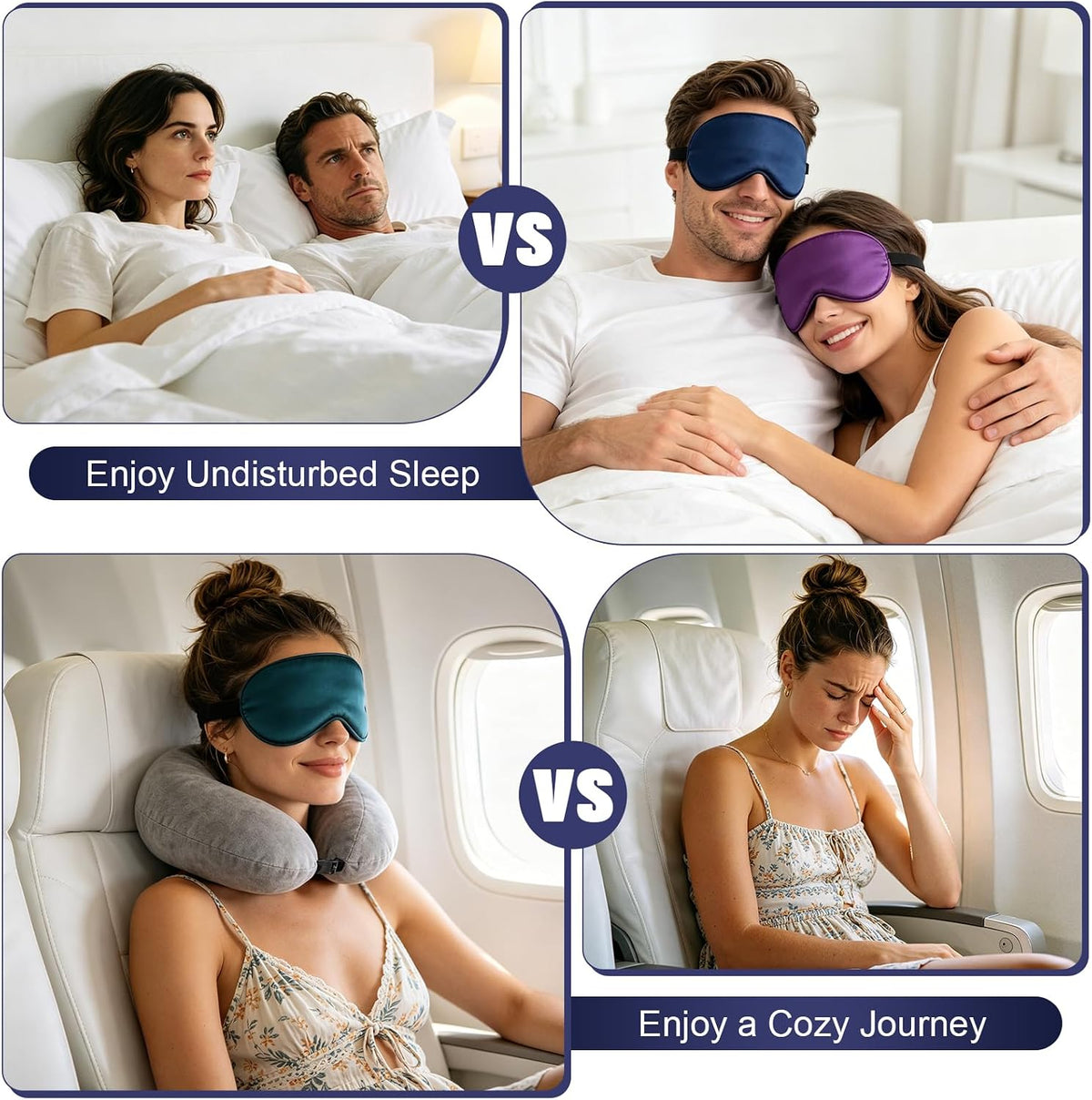 5P Silk Sleep Mask, 5-Color Eye Mask for Sleep with Adjustable Strap