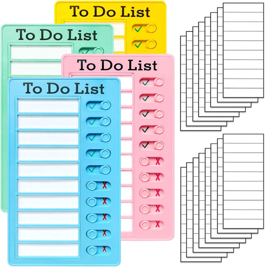 4 Pieces Chore Chart for Kids Multiple Kids - Sliding Routine Chart: Reusable to Do List, RV Checklist, Planning Board, Visual Schedule, and Reminder (Multicolored)