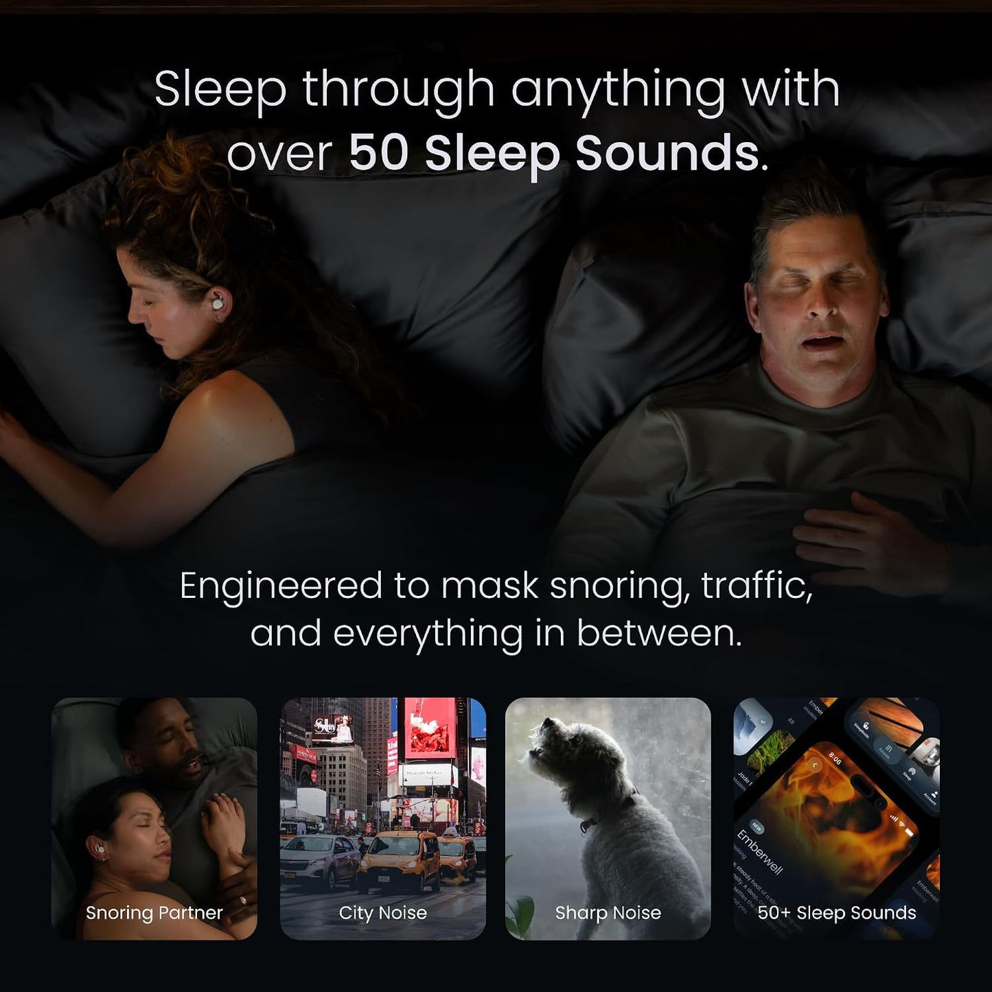 Ozlo Sleepbuds® 2 - Sleep Earbuds, Snoring & Noise Masking Headphones | All-Night Side-Sleeper Comfort, Ultra Small Fit, 14-hr Battery, 50+ Sleep Sounds, In-Ear Alarm, Reliable Bluetooth Connection