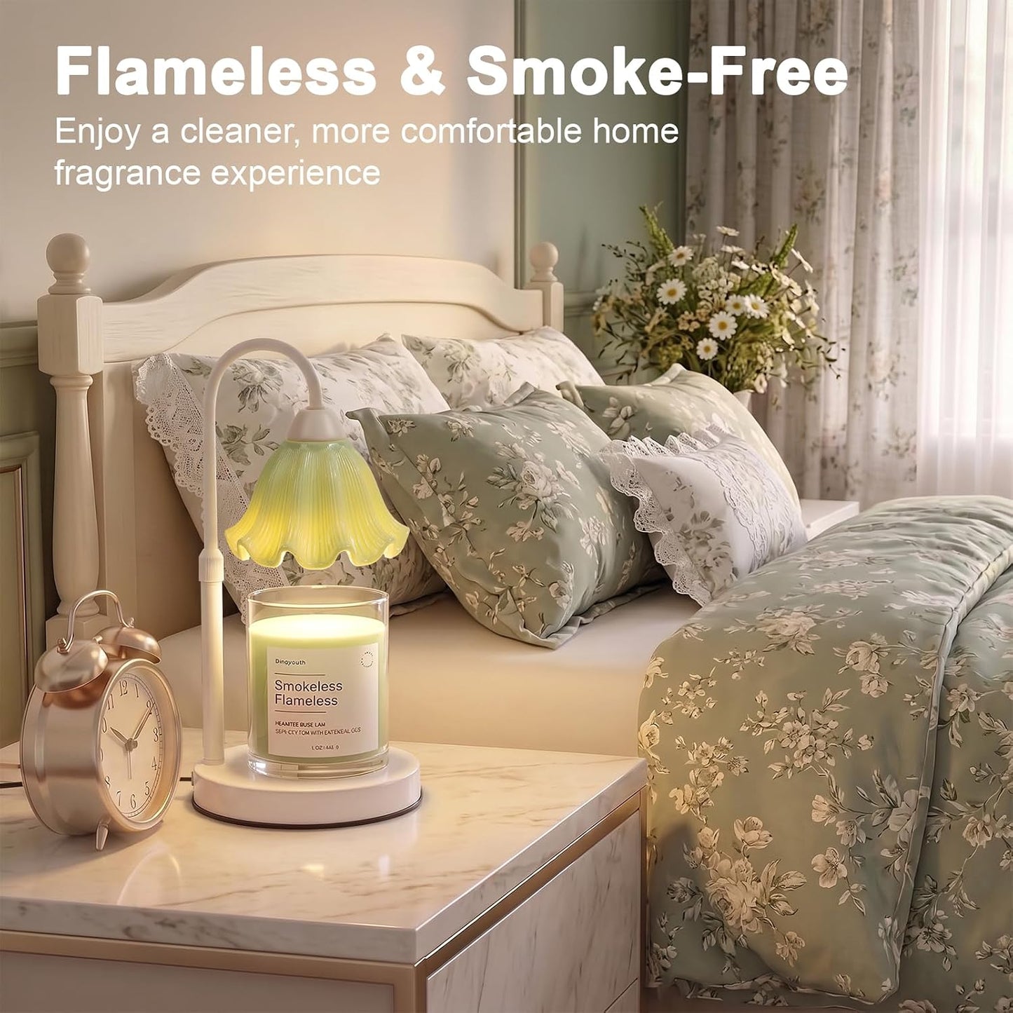 Candle Warmer Lamp with Timer, Modern Farmhouse Candle Warmer for jar Candles, Electric Wax Warmer, Includes 2 Bulbs, Housewarming, Birthday Gift for Women, Mom - White Pleated