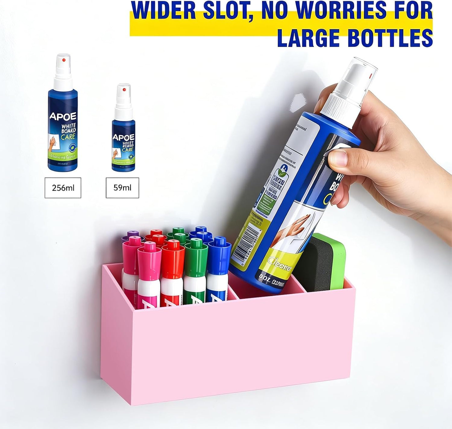 Magnetic Marker Holder for Whiteboard, Fridge, Teacher Must Have | Acrylic Magnet Dry Erase Pen Holder for Refrigeator, Anti-slip Pencil Holder for Classroom, Locker Organizer Accessories