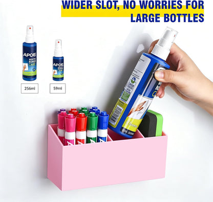 Magnetic Marker Holder for Whiteboard, Fridge, Teacher Must Have | Acrylic Magnet Dry Erase Pen Holder for Refrigeator, Anti-slip Pencil Holder for Classroom, Locker Organizer Accessories