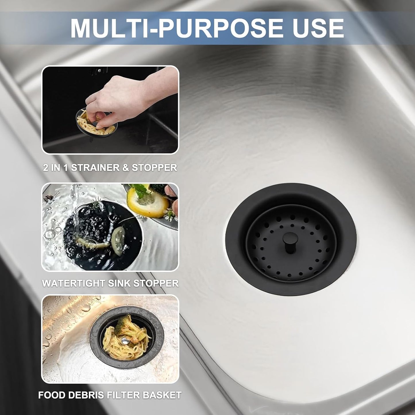 ZM Kitchen Sink Basket Strainer with Stopper, 3-1/2” Drain