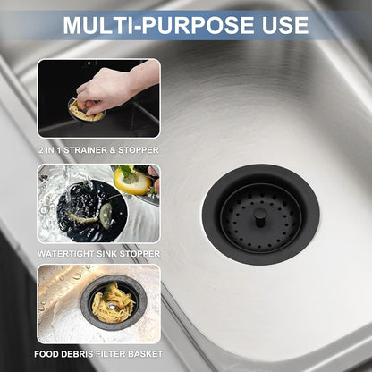 ZM Kitchen Sink Basket Strainer with Stopper, 3-1/2” Drain