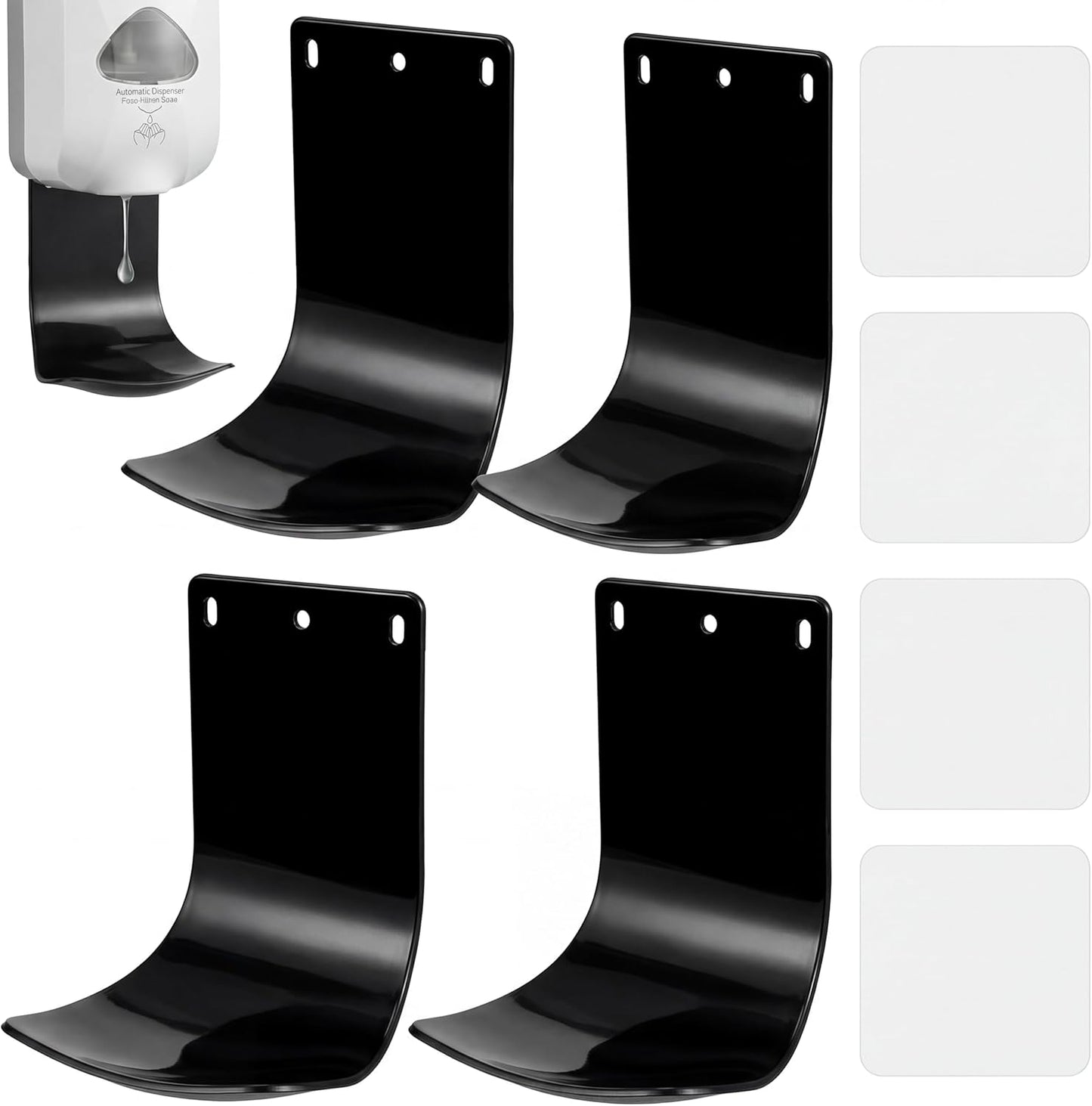 YARNOW Dispenser Drip Tray - 4PCS Laundry Detergent Drip Catcher - Wall Mounted Holder Cup Liquid Catcher, for Kitchen Sink, Bathroom & Laundry Room Use - Easy Installation and Cleaning，Black