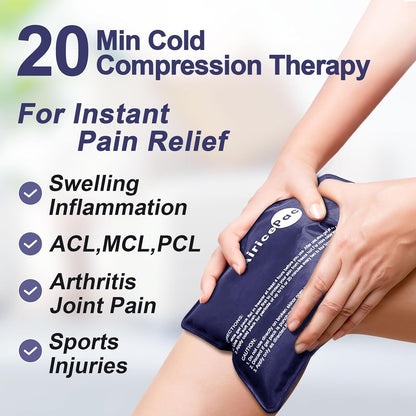 AiricePac Extra Large Gel Flexible Back Ice Packs for Injuries Reusable, 11”x 20” Cold Pack Wrap for Knee Leg Neck Shoulder Hip Back Pain Relief, Cold Compress Therapy for Swelling, Bruises, Surgery